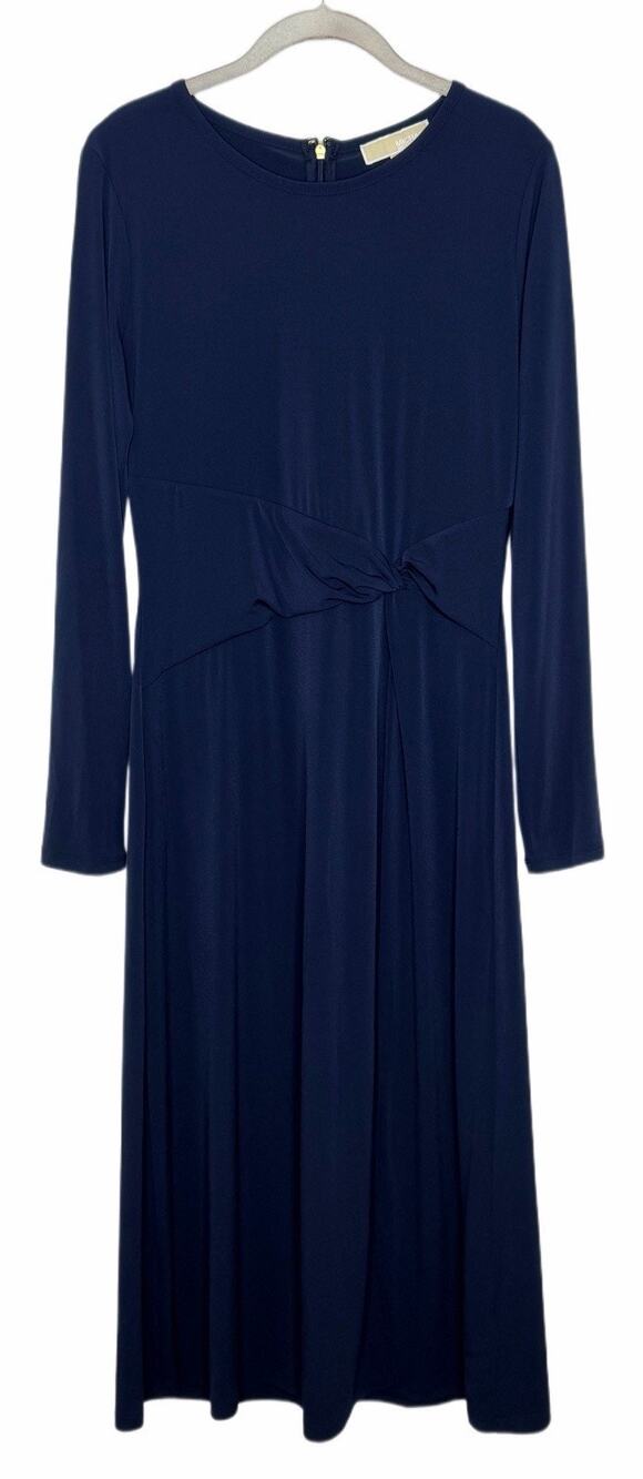 Michael Kors Women’s Long Sleeve Navy Blue Flared Midi Dress Size Medium